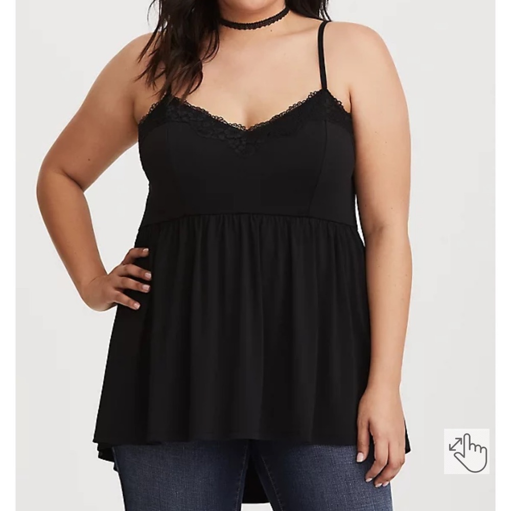 Torrid Black Lace Trim Babydoll Cami Tank 3